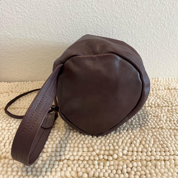 Beautiful Burgundy Leather Drawstring Bag - Picture 3 of 7